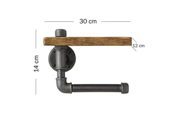 Evila Toiletpapirholder rør / træ - Sort / træ - Hus & renovering - Køkken & bad - Badeværelse - Badeværelsestilbehør - Toiletrulleholder