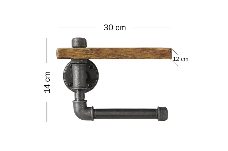 Evila Toiletpapirholder rør / træ - Sort / træ - Hus & renovering - Køkken & bad - Badeværelse - Badeværelsestilbehør - Toiletrulleholder