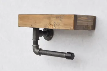 Evila Toiletpapirholder rør / træ - Træ / sort - Hus & renovering - Køkken & bad - Badeværelse - Badeværelsestilbehør - Toiletrulleholder