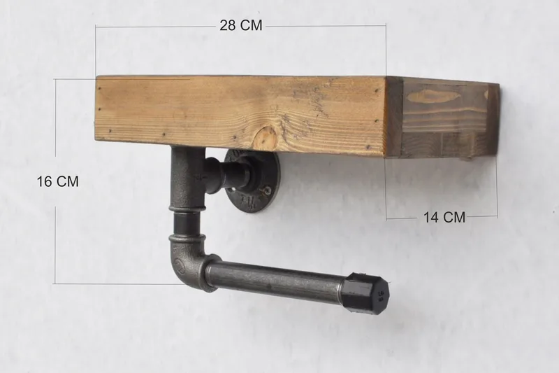 Evila Toiletpapirholder rør / træ - Træ / sort - Hus & renovering - Køkken & bad - Badeværelse - Badeværelsestilbehør - Toiletrulleholder