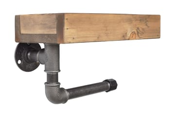 Evila Toiletpapirholder rør / træ - Træ / sort - Hus & renovering - Køkken & bad - Badeværelse - Badeværelsestilbehør - Toiletrulleholder