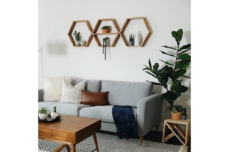 Evila Væghylde 3 Sekskanter - Træ - Opbevaring - Hylder & Reoler - Væghylde & vægreol