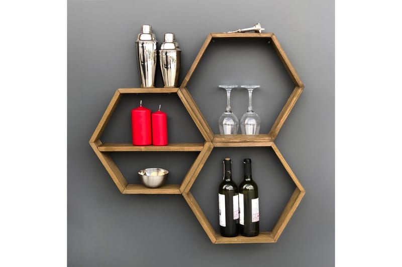 Evila Væghylde 3 Sekskanter - Træ - Opbevaring - Hylder & Reoler - Væghylde & vægreol