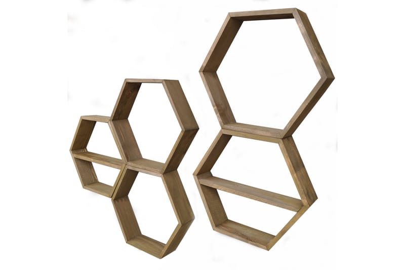 Evila Væghylde 5 Sekskanter - Træ - Opbevaring - Hylder & Reoler - Væghylde & vægreol