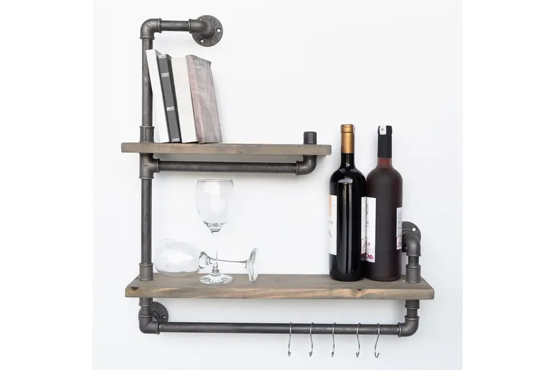 Evila Væghylde Rør / træ, Sort / træ