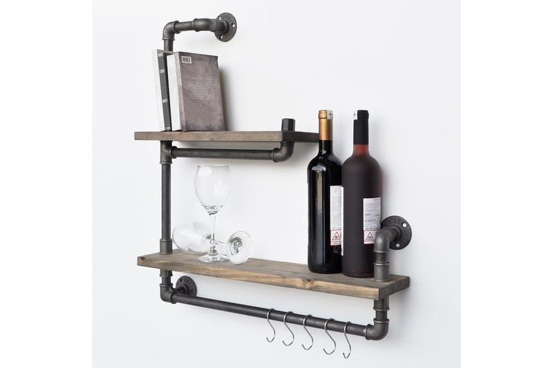 Evila Væghylde Rør / træ - Sort / træ - Opbevaring - Hylder & Reoler - Væghylde & vægreol