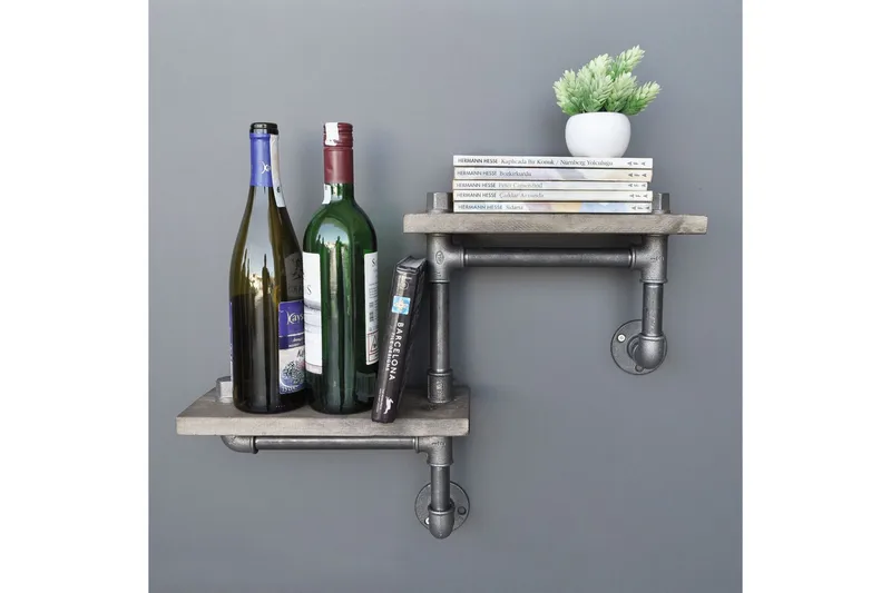 Evila Væghylde Rør / træ - Træ / sort - Opbevaring - Hylder & Reoler - Væghylde & vægreol