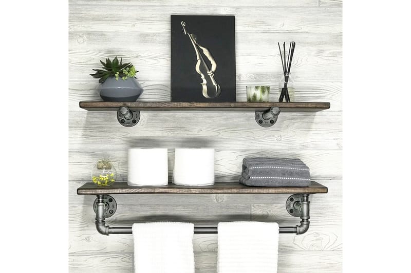 Evila Væghylde Rør / træ - Træ / sort - Opbevaring - Hylder & Reoler - Væghylde & vægreol