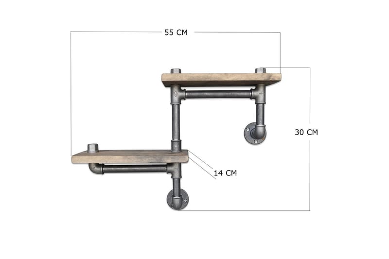 Evila Væghylde Rør / træ - Træ / sort - Opbevaring - Hylder & Reoler - Væghylde & vægreol