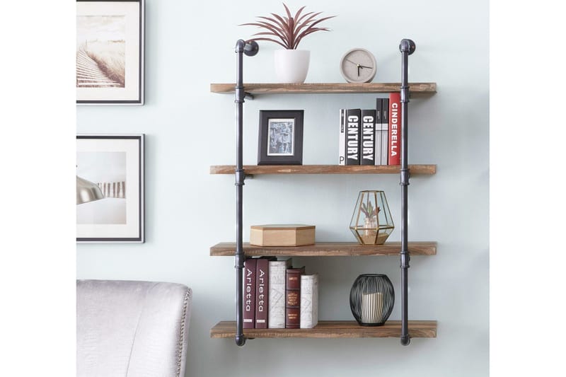 Evila Væghylde Rør / træ - Træ / sort - Opbevaring - Hylder & Reoler - Væghylde & vægreol