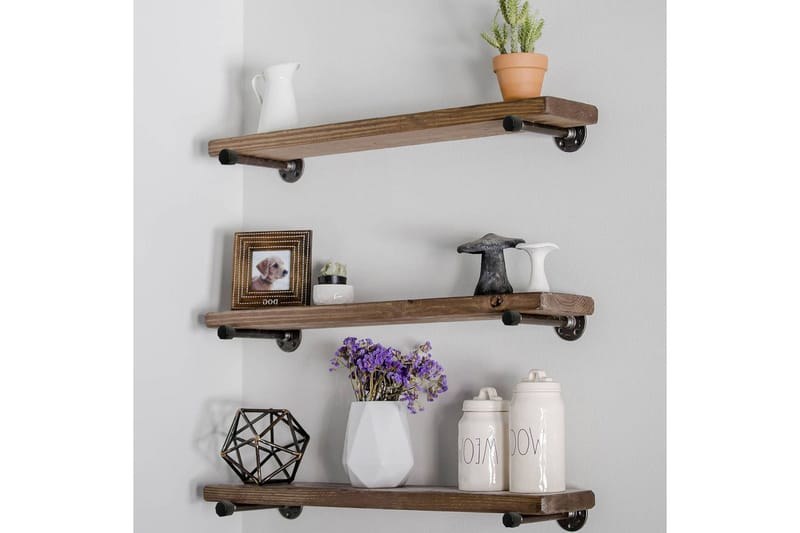 Evila Væghylde Rustik - Træ / sort - Opbevaring - Hylder & Reoler - Væghylde & vægreol