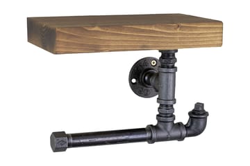 Evila væghylde - Træ / sort - Hus & renovering - Køkken & bad - Badeværelse - Badeværelsestilbehør - Toiletrulleholder