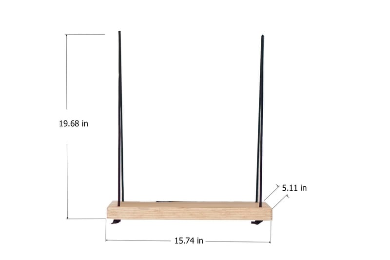 Evila Vægreol med Reb 40 cm i Træ med Egeudseende - Beige - Opbevaring - Hylder & Reoler - Væghylde & vægreol