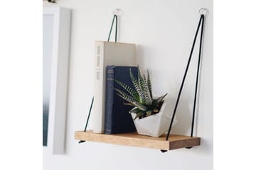 Evila Vægreol med Reb 40 cm i Træ med Egeudseende - Beige - Opbevaring - Hylder & Reoler - Væghylde & vægreol