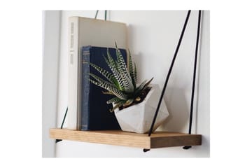 Evila Vægreol med Reb 40 cm i Træ med Egeudseende - Beige - Opbevaring - Hylder & Reoler - Væghylde & vægreol