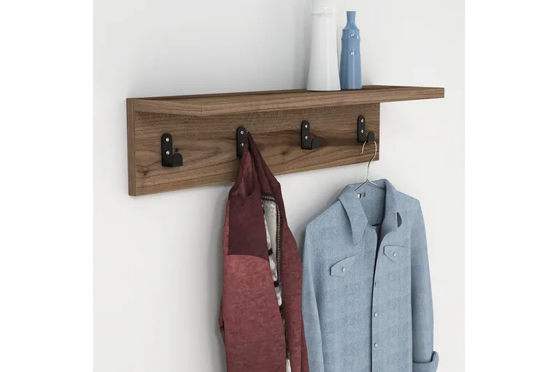Gersby Væghylde 60 cm - Brun - Opbevaring - Tøjopbevaring - Knagerækker - Knager
