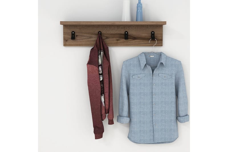 Gersby Væghylde 60 cm - Brun - Opbevaring - Tøjopbevaring - Knagerækker - Knager