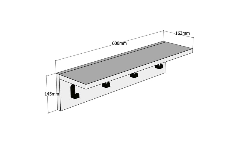 Gersby Væghylde 60 cm - Hvid - Opbevaring - Hylder & Reoler - Væghylde & vægreol