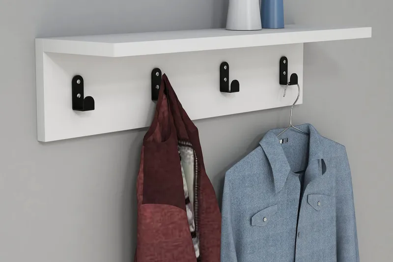 Gersby Væghylde 60 cm - Hvid - Opbevaring - Tøjopbevaring - Knagerækker - Knager