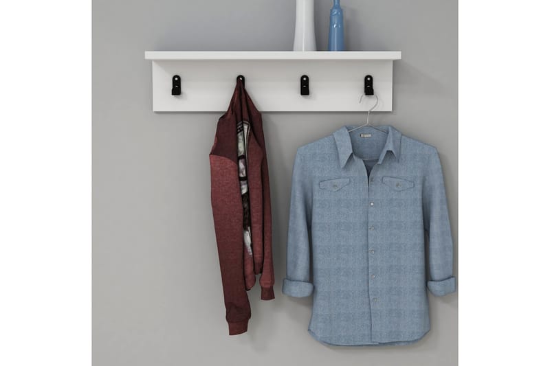 Gersby Væghylde 60 cm - Hvid - Opbevaring - Tøjopbevaring - Knagerækker - Knager