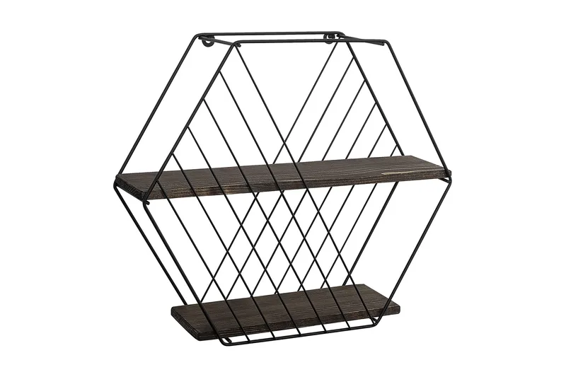 Gullugso Hylde 15x60 cm 2 stk, Sort / valnød