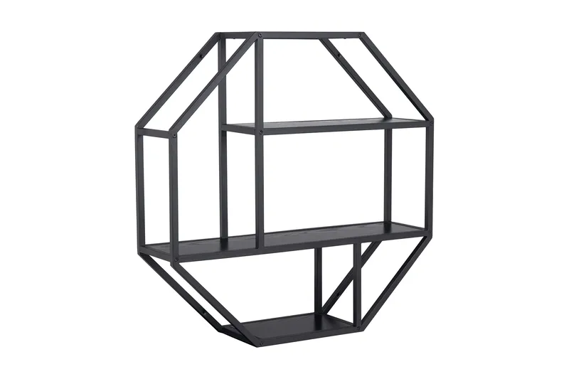 Hasslevik Væghylde 77x20 cm 4 Hylder, Sort/Mat Sort