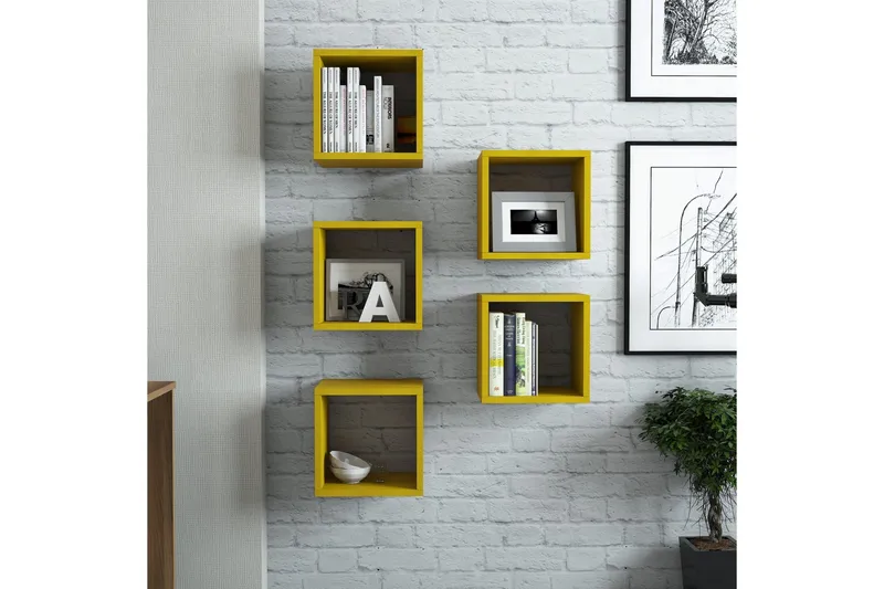 Hovdane Væghylde 30 cm, Gul