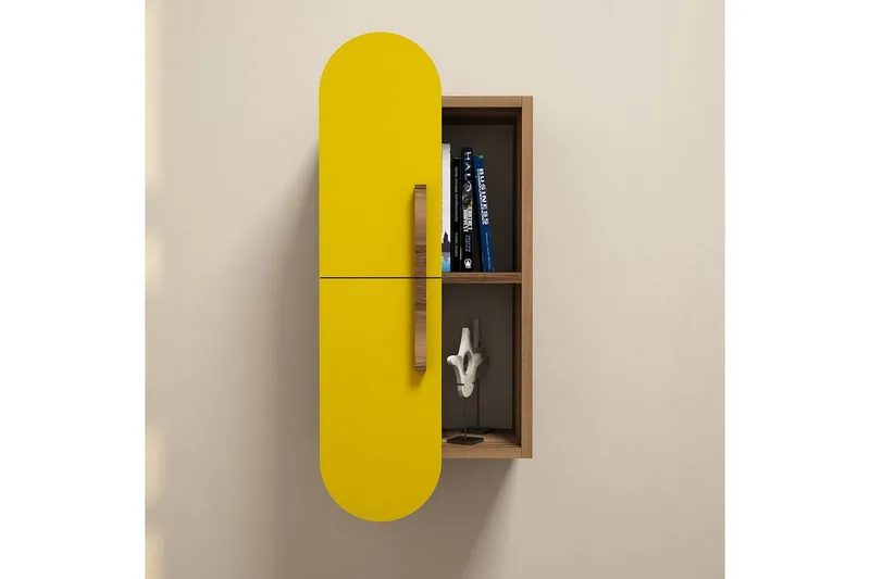 Hovdane Væghylde 35 cm, Brun / gul