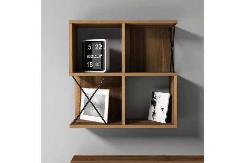 Hovdane Væghylde 60 cm, Brun / sort