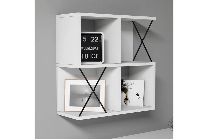 Hovdane Væghylde 60 cm, Hvid / Sort