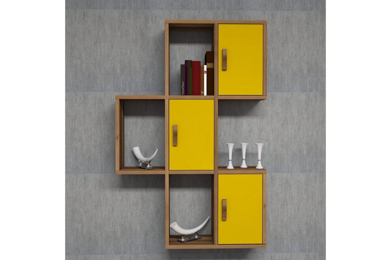 Hovdane Væghylde 75 cm, Brun / gul