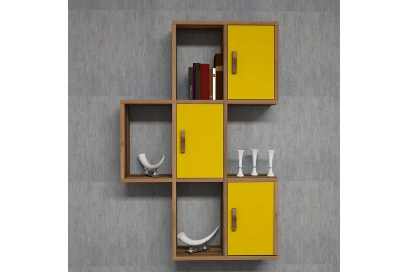 Hovdane Væghylde 75 cm, Brun / gul