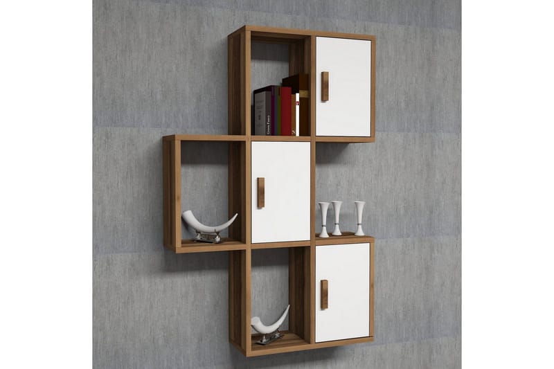 Hovdane Væghylde 75 cm - Brun / hvid - Opbevaring - Hylder & Reoler - Væghylde & vægreol