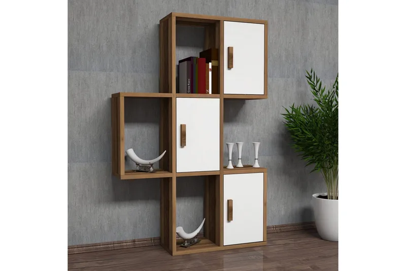 Hovdane Væghylde 75 cm, Brun / hvid