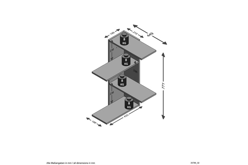 Kailyne Væghylde 44 cm - Brun - Opbevaring - Hylder & Reoler - Væghylde & vægreol