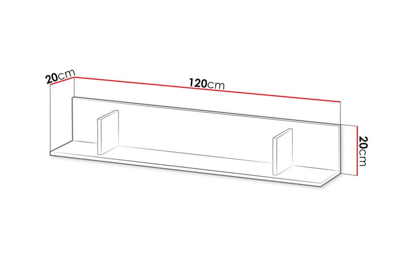 Klacksberg Væghylde 120x20x20 cm - Væghylde & vægreol