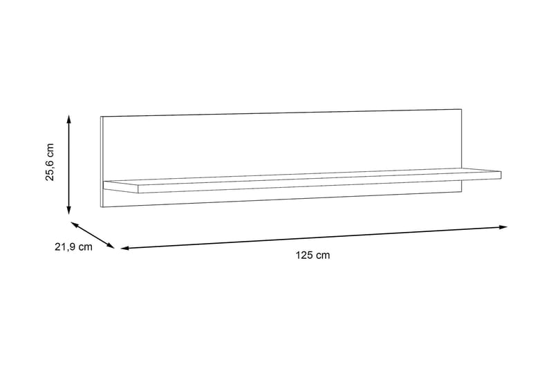 Kranea Væghylde 22x125 cm - Grå/Hvid - Opbevaring - Hylder & Reoler - Væghylde & vægreol