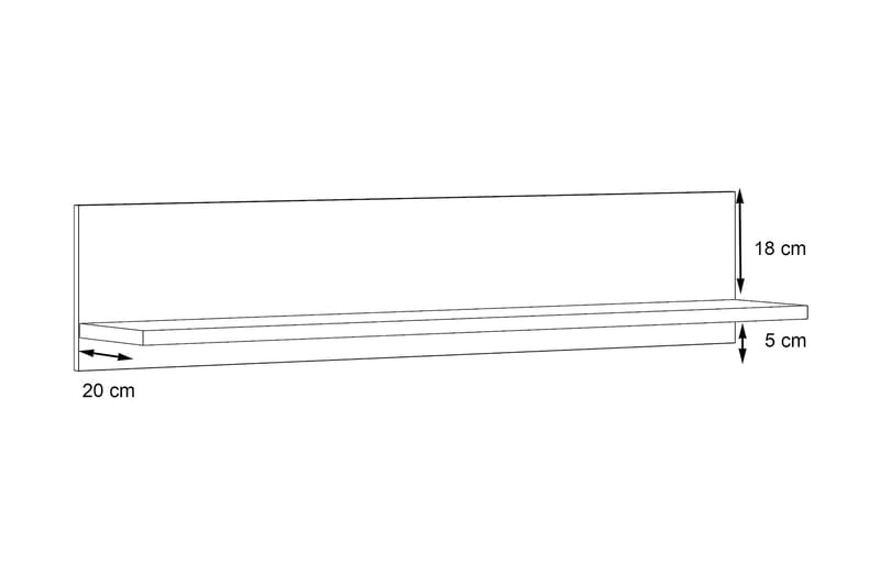 Kranea Væghylde 22x125 cm - Grå/Hvid - Opbevaring - Hylder & Reoler - Væghylde & vægreol