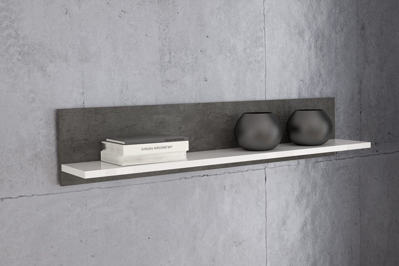 Kranea Væghylde 22x125 cm - Grå/Hvid - Opbevaring - Hylder & Reoler - Væghylde & vægreol