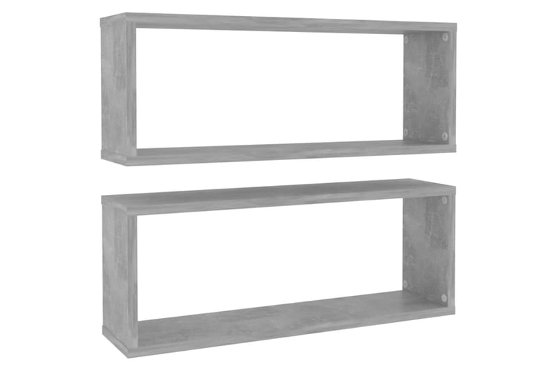 kubeformede væghylder 2 stk. 60x15x23 cm spånplade betongrå - Grå - Opbevaring - Hylder & Reoler - Væghylde & vægreol