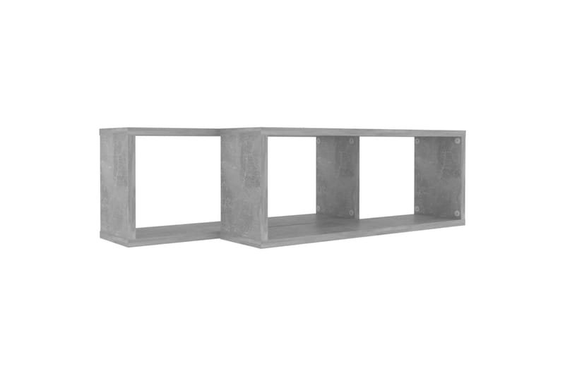 kubeformede væghylder 2 stk. 60x15x23 cm spånplade betongrå - Grå - Opbevaring - Hylder & Reoler - Væghylde & vægreol