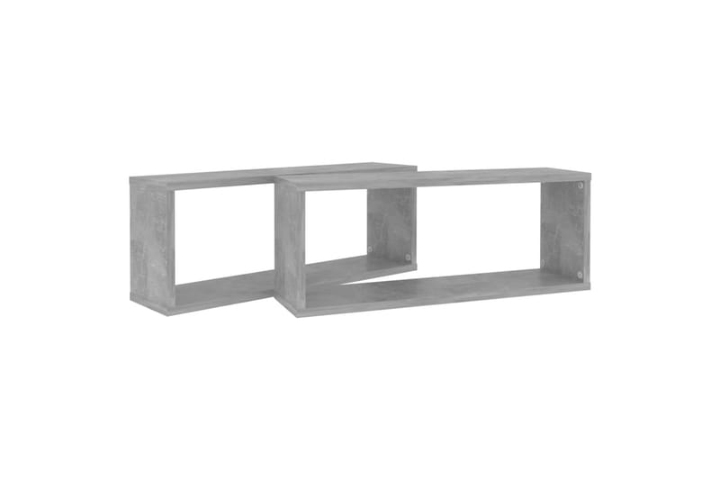 kubeformede væghylder 2 stk. 60x15x23 cm spånplade betongrå - Grå - Opbevaring - Hylder & Reoler - Væghylde & vægreol