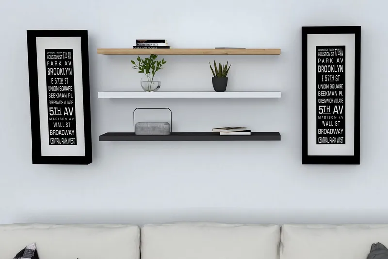 Lakasha Væghylde 2 cm, Blå/Antracit/Hvid