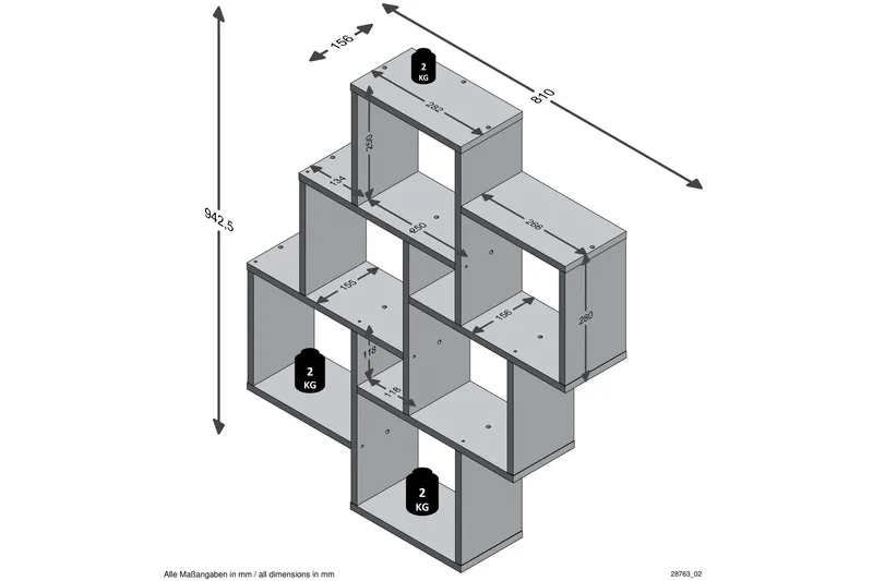 Laurio Væghylde 81 cm - Grå/Eg - Opbevaring - Hylder & Reoler - Væghylde & vægreol