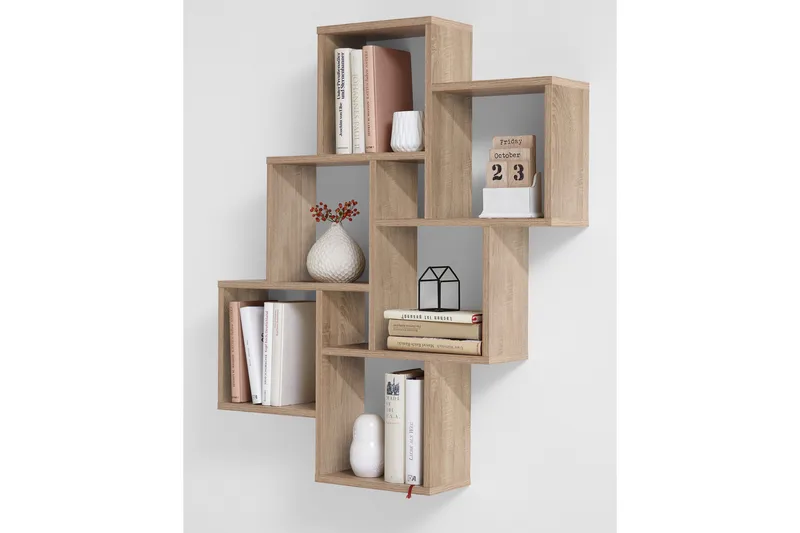 Laurio Væghylde 81 cm - Grå/Eg - Opbevaring - Hylder & Reoler - Væghylde & vægreol