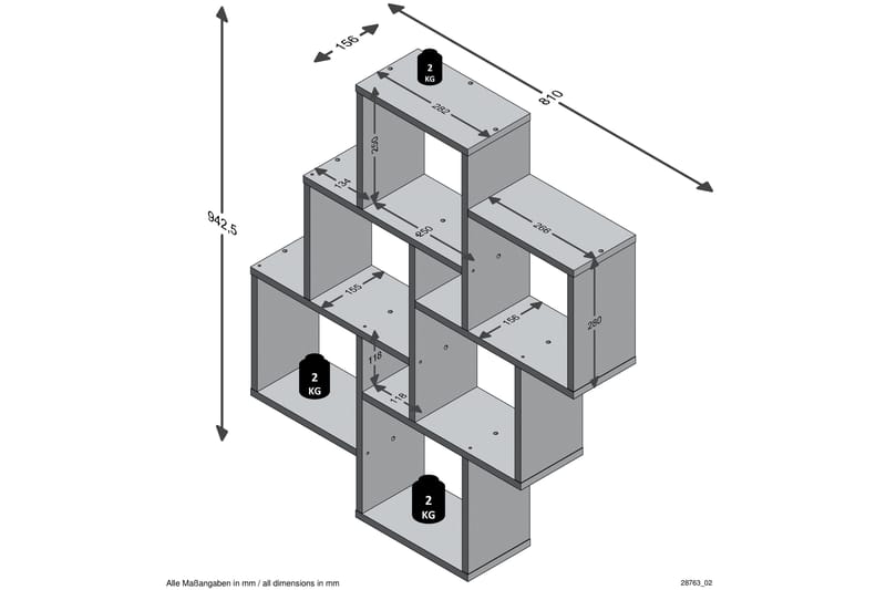 Laurio Væghylde 81 cm - Hvid - Opbevaring - Hylder & Reoler - Væghylde & vægreol