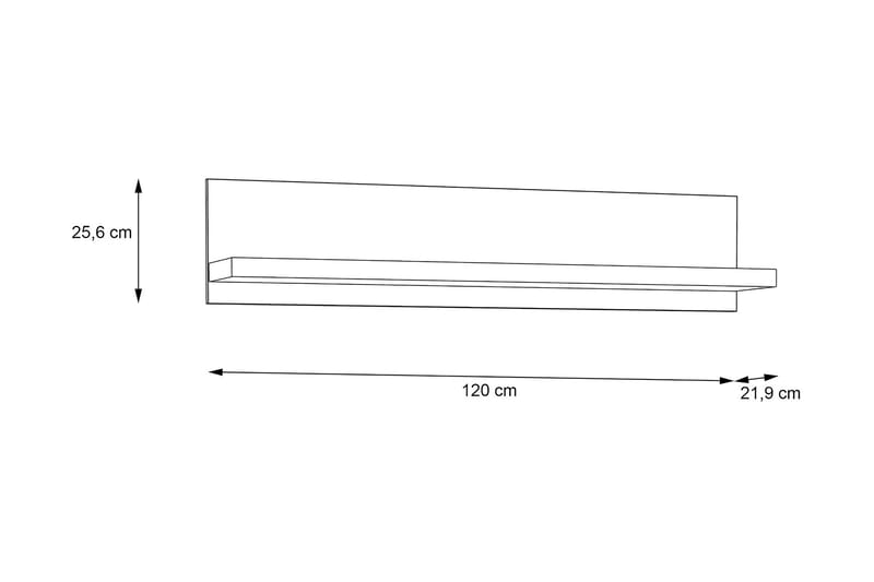 Loannia Væghylde 22x120 cm - Brun - Opbevaring - Hylder & Reoler - Væghylde & vægreol