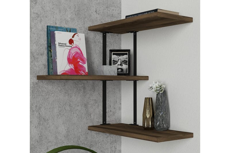 Mohed Væghylde 45 cm - Brun / sort - Opbevaring - Hylder & Reoler - Væghylde & vægreol