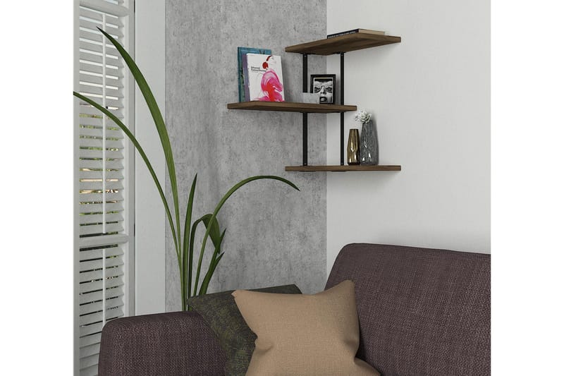 Mohed Væghylde 45 cm - Brun / sort - Opbevaring - Hylder & Reoler - Væghylde & vægreol