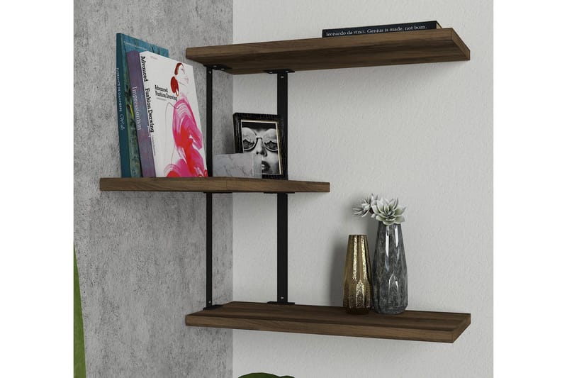 Mohed Væghylde 45 cm - Brun / sort - Opbevaring - Hylder & Reoler - Væghylde & vægreol